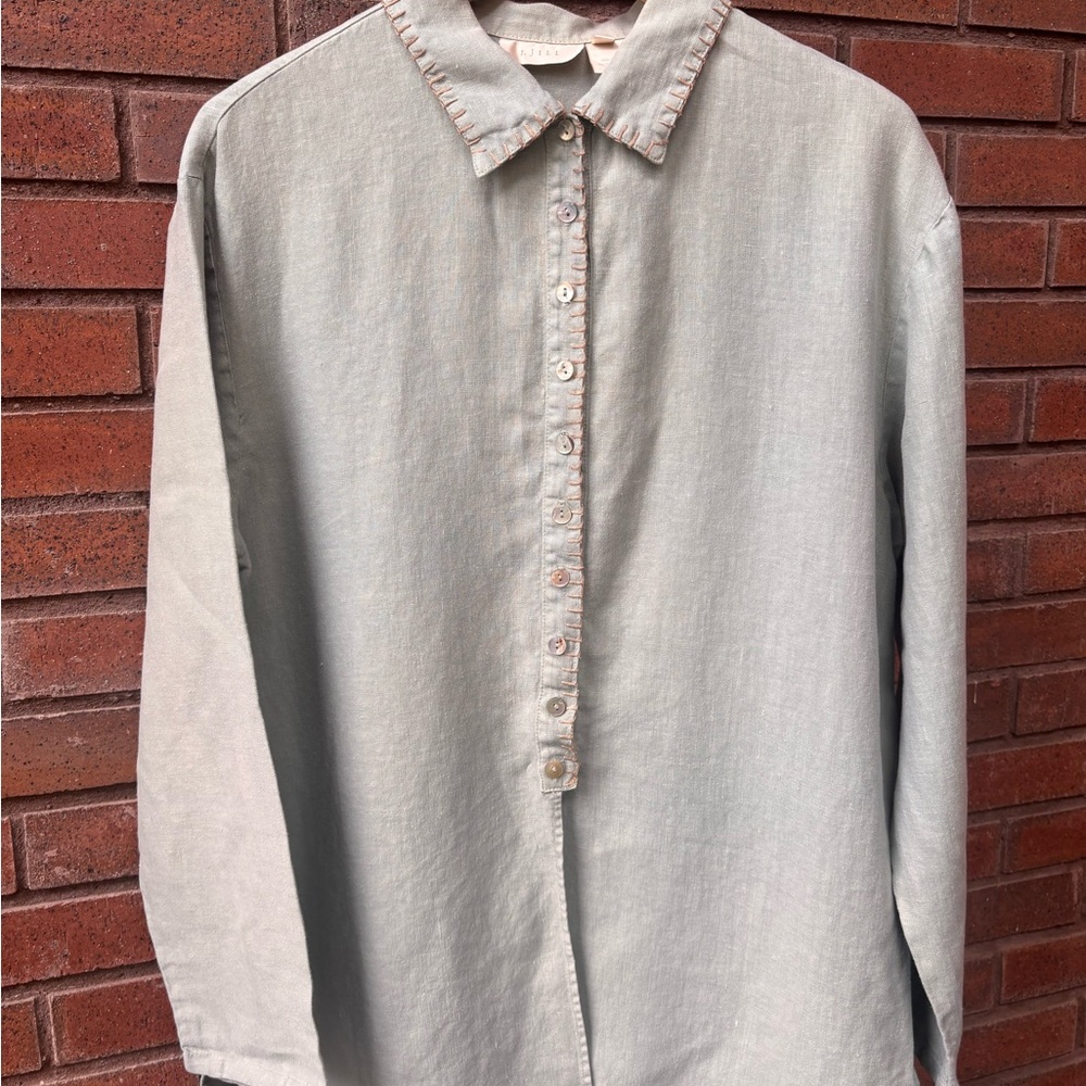 J. Jill Sage Green Casual Button Down Shirt/Shacket
